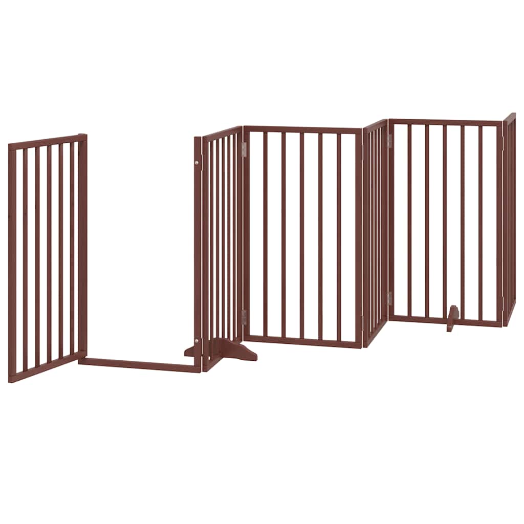 hundelåge med dør 12 paneler 600 cm foldbar poppeltræ brun