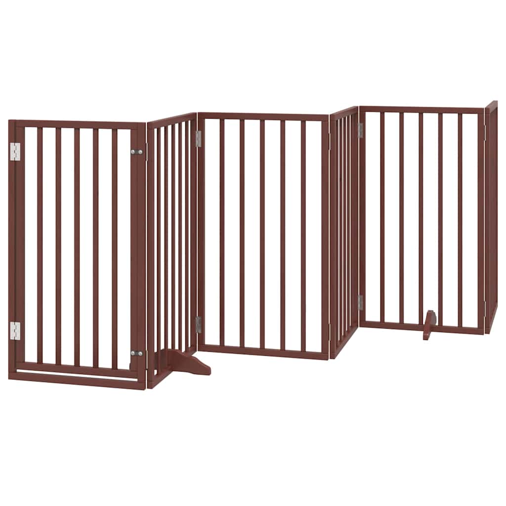 hundelåge med dør 15 paneler 750 cm foldbar poppeltræ brun