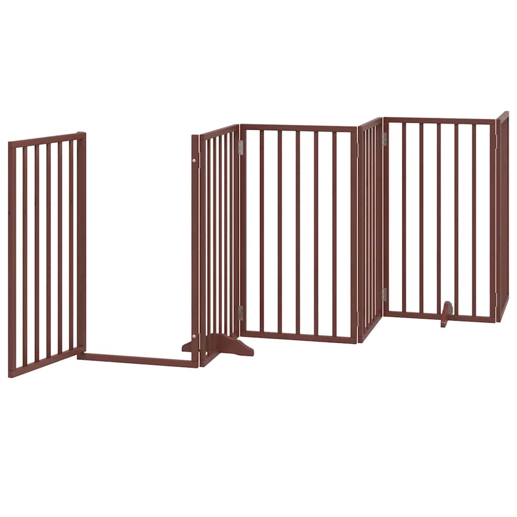 hundelåge med dør 15 paneler 750 cm foldbar poppeltræ brun