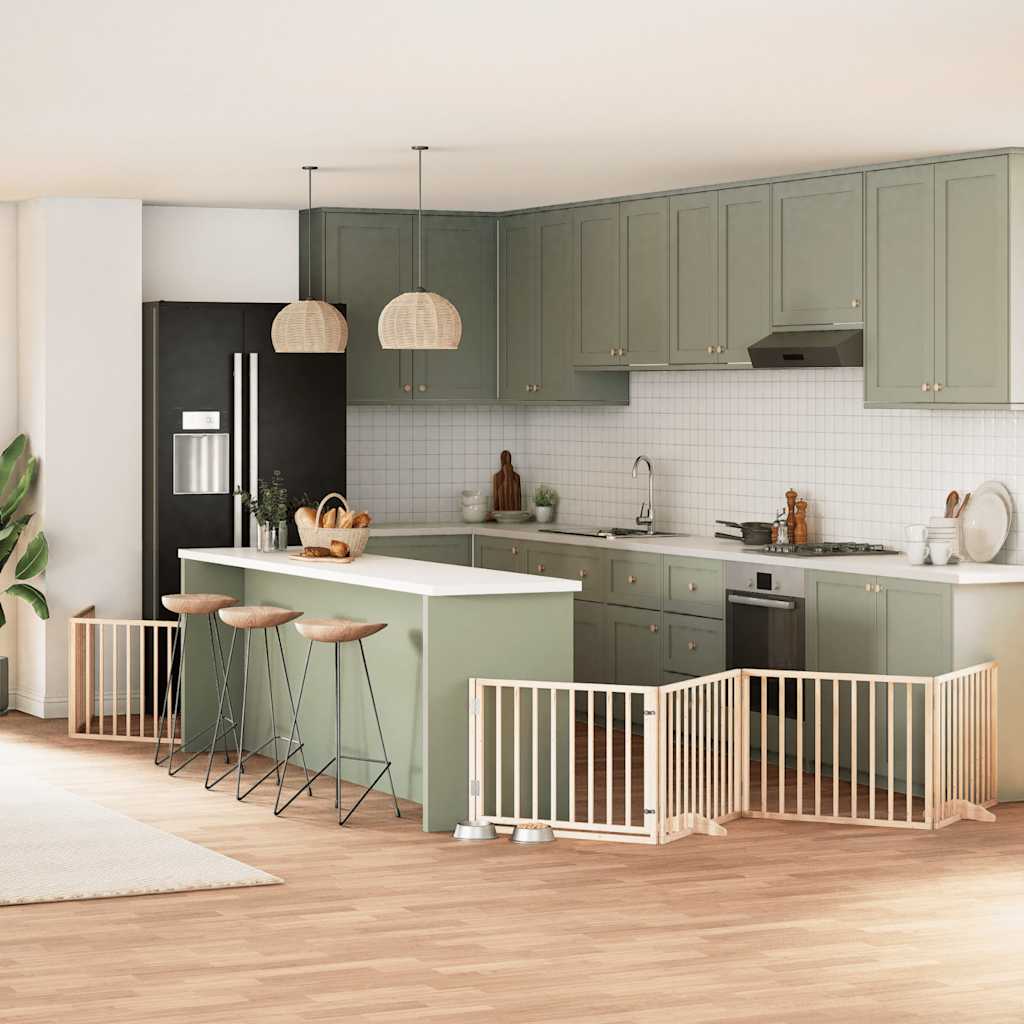 hundelåge med dør 6 paneler 480 cm foldbar poppeltræ