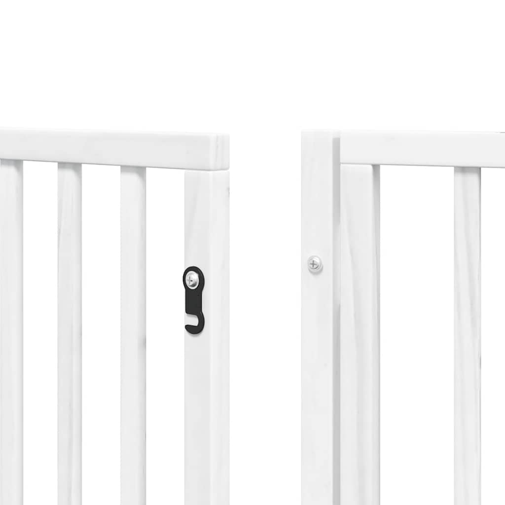 hundelåge med dør 8 paneler 640 cm foldbar poppeltræ hvid