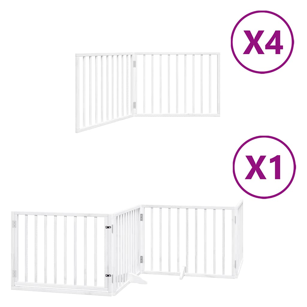 hundelåge med dør 12 paneler 960 cm foldbar poppeltræ hvid
