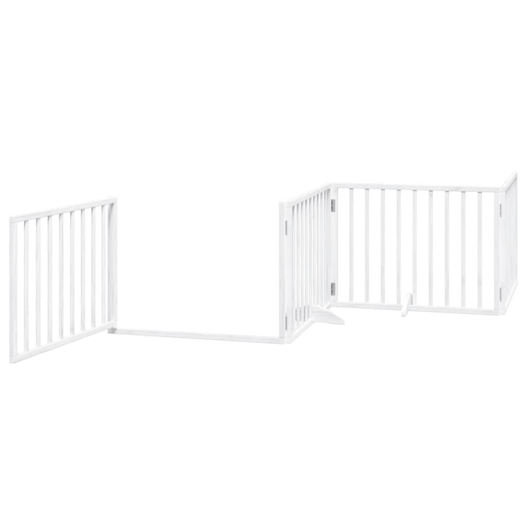 hundelåge med dør 12 paneler 960 cm foldbar poppeltræ hvid