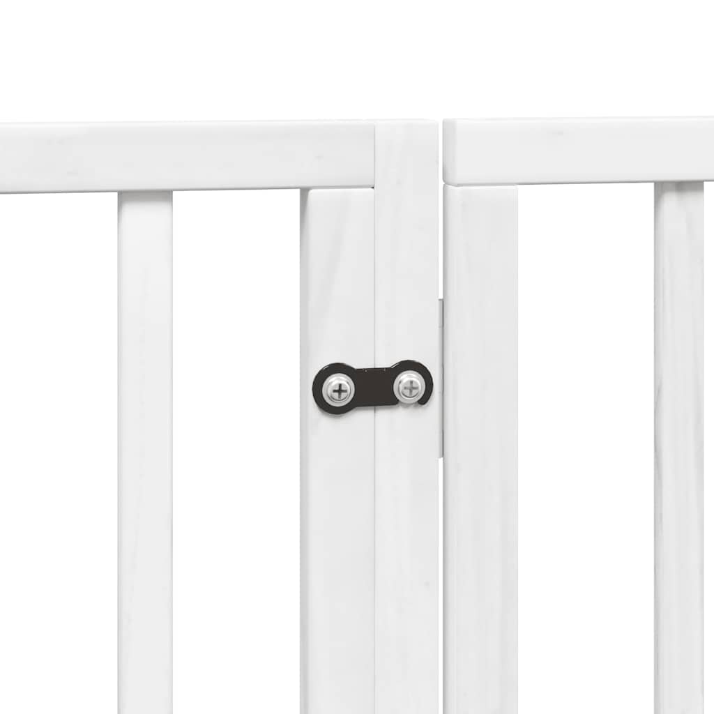 hundelåge med dør 12 paneler 960 cm foldbar poppeltræ hvid