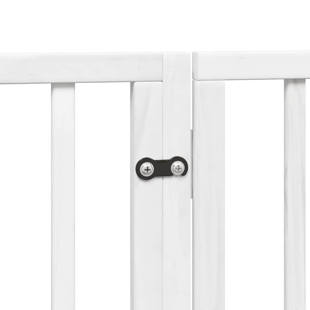 hundelåge med dør 6 paneler 480 cm foldbar poppeltræ hvid