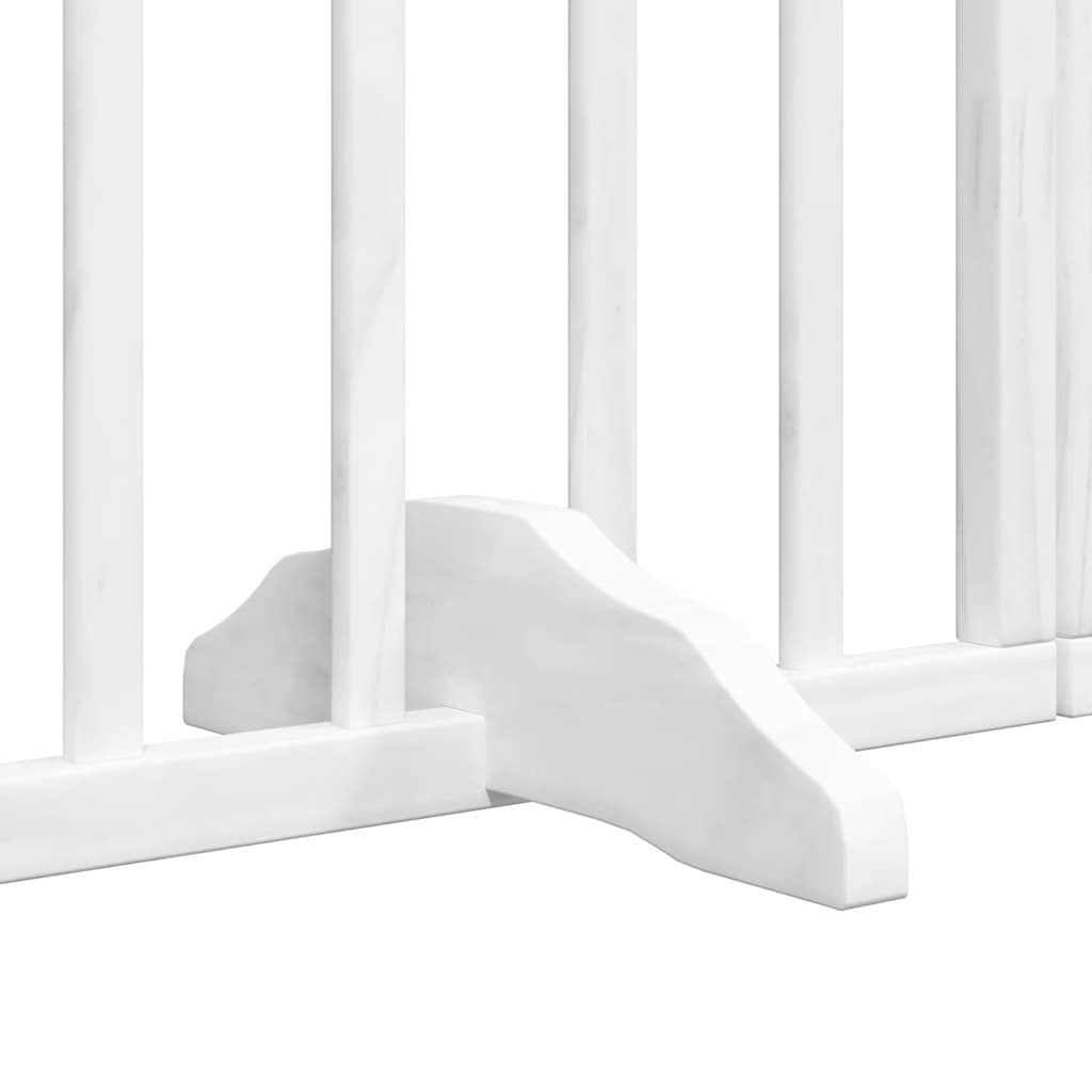 hundelåge med dør 8 paneler 640 cm foldbar poppeltræ hvid