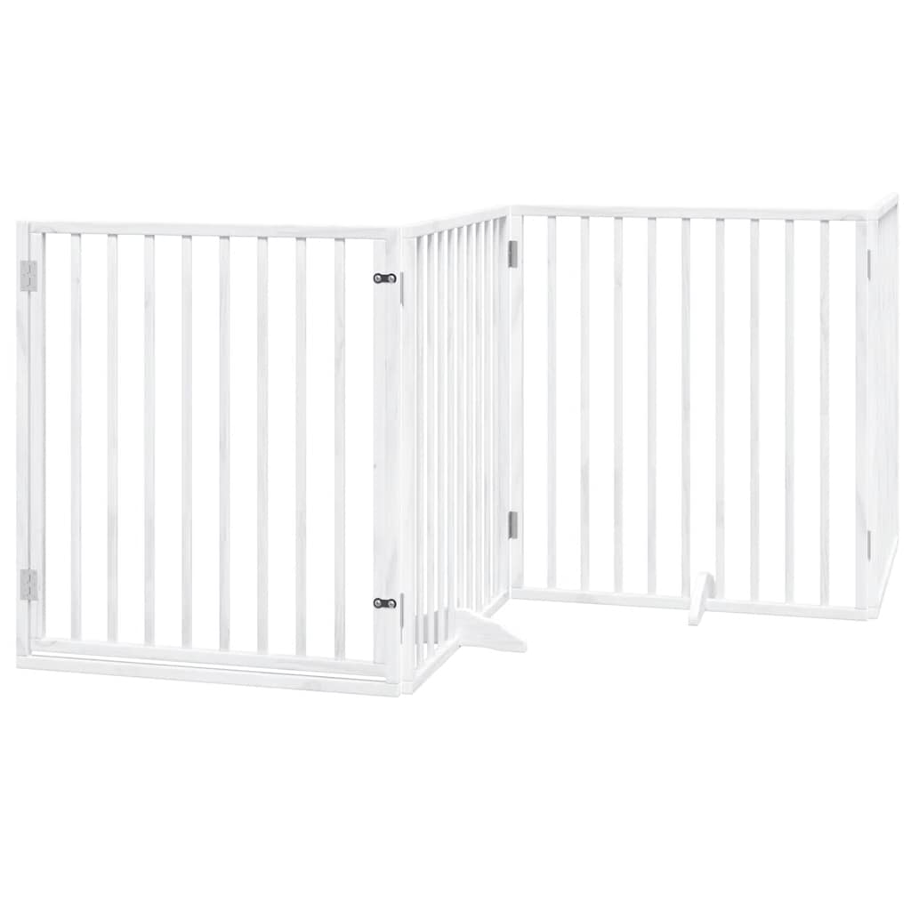hundelåge med dør 12 paneler 960 cm foldbar poppeltræ hvid