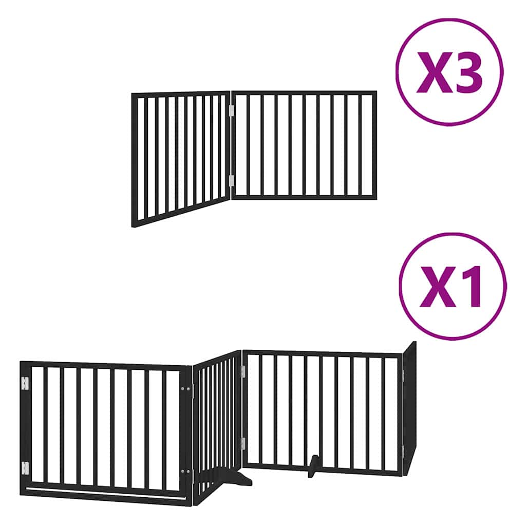 hundelåge med dør 10 paneler 800 cm foldbar poppeltræ sort