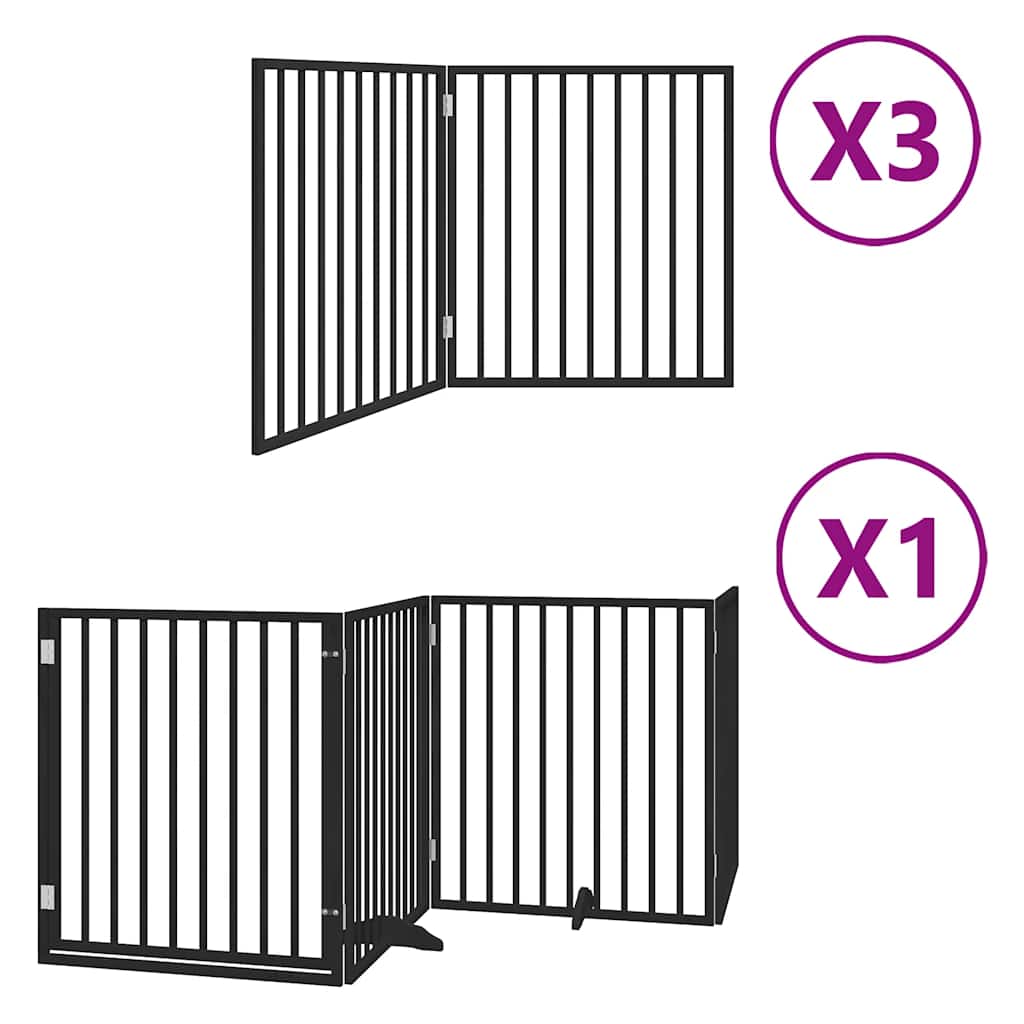 hundelåge med dør 10 paneler 800 cm foldbar poppeltræ sort