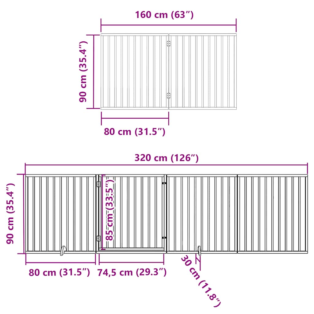 hundelåge med dør 10 paneler 800 cm foldbar poppeltræ sort
