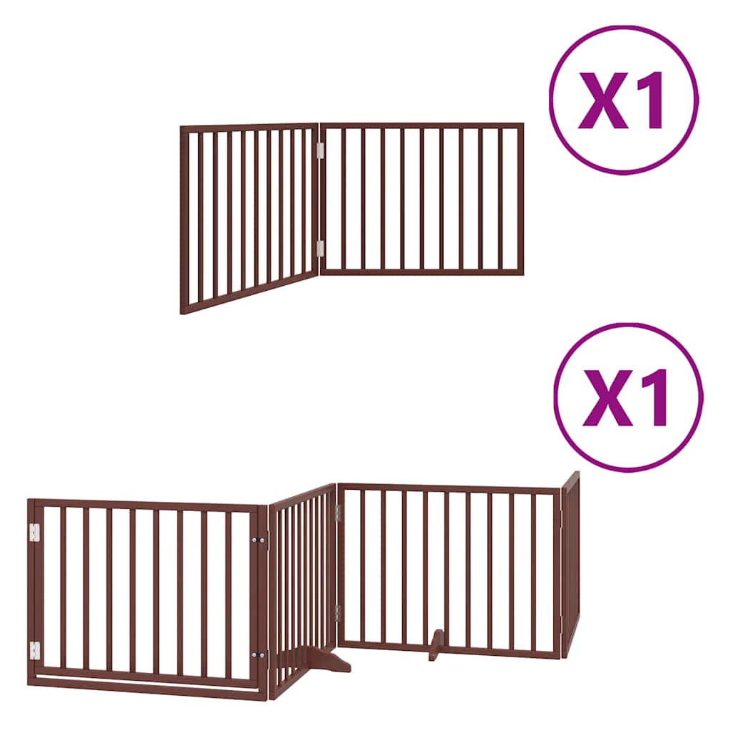 hundelåge med dør 6 paneler 480 cm foldbar poppeltræ brun
