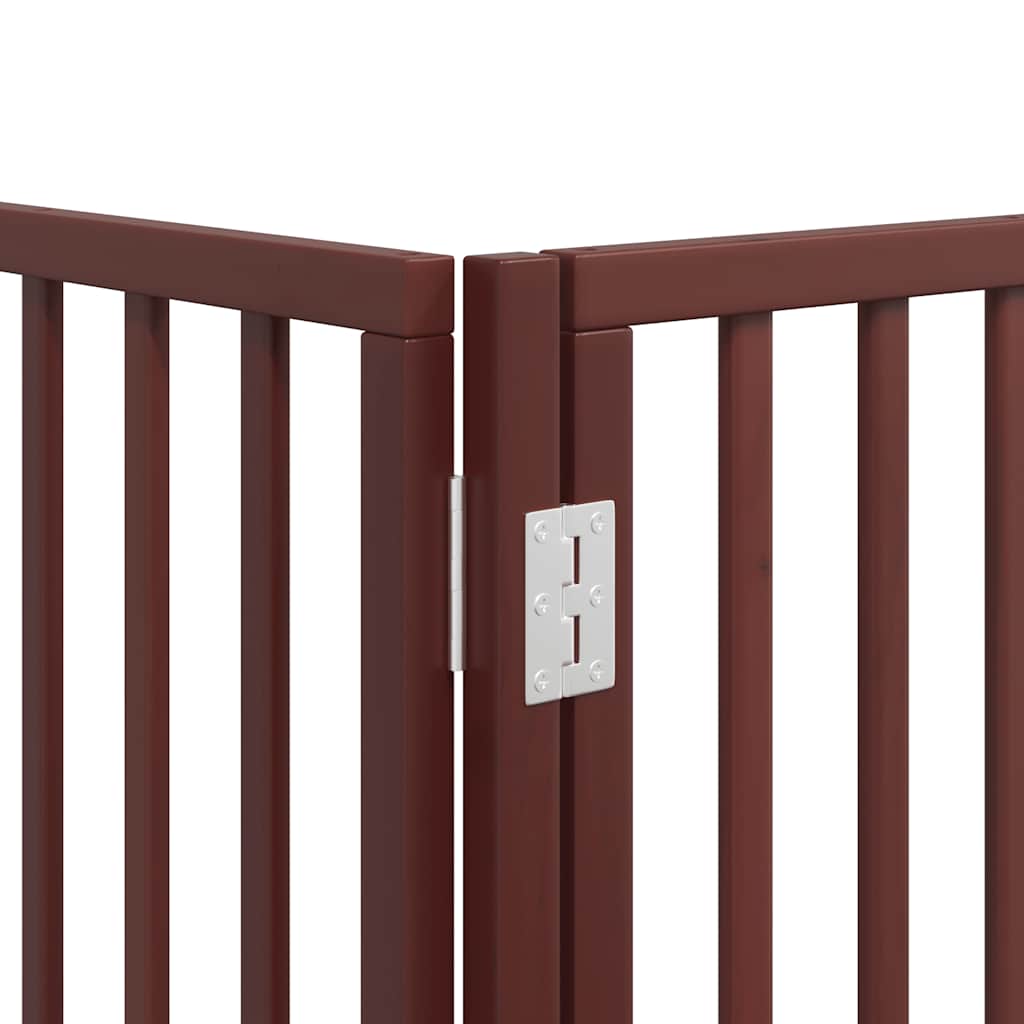 hundelåge med dør 8 paneler 640 cm foldbar poppeltræ brun
