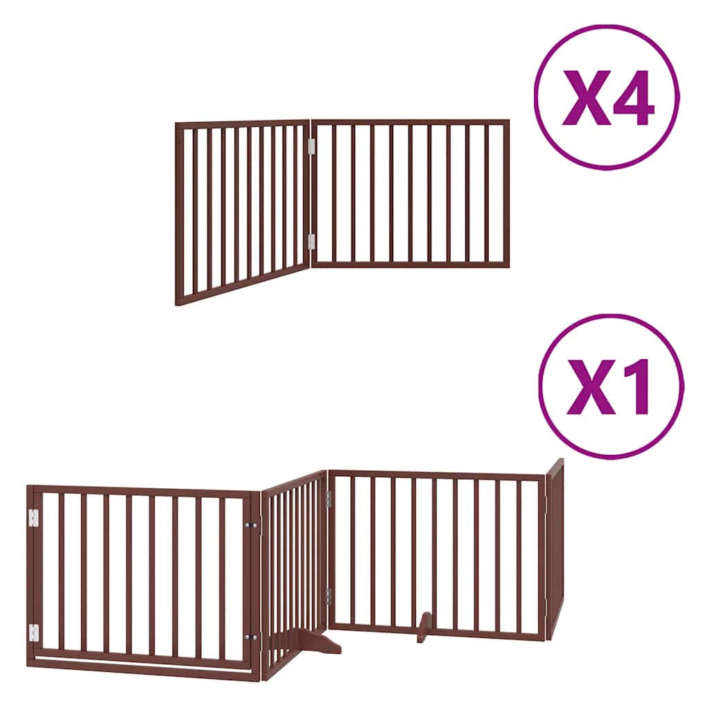 hundelåge med dør 12 paneler 960 cm foldbar poppeltræ brun