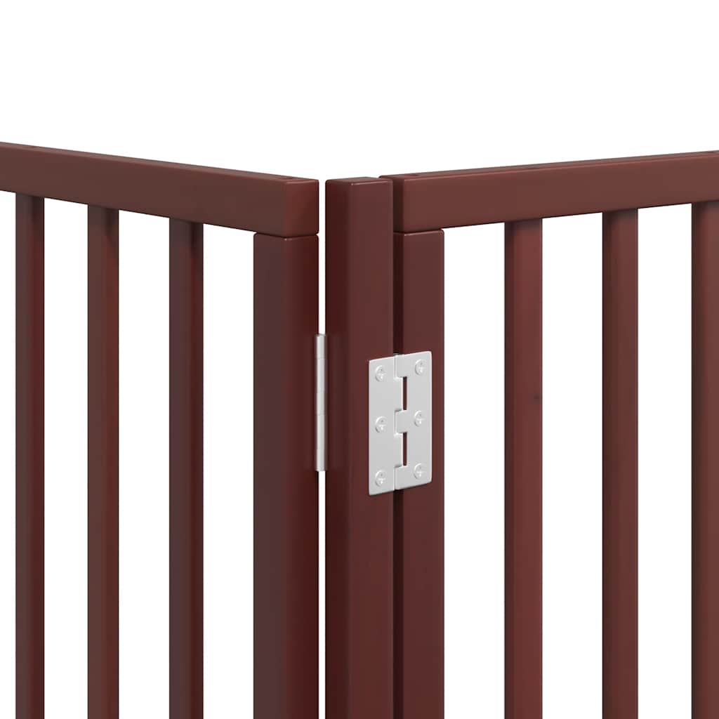 hundelåge med dør 12 paneler 960 cm foldbar poppeltræ brun