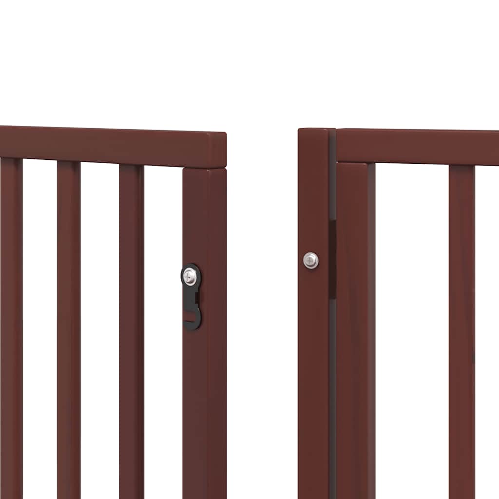 hundelåge med dør 8 paneler 640 cm foldbar poppeltræ brun