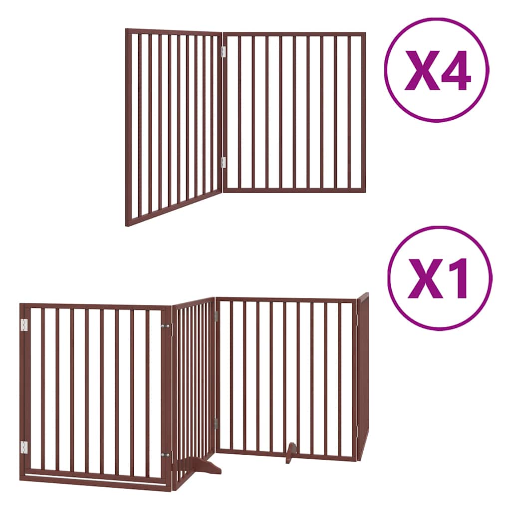 hundelåge med dør 12 paneler 960 cm foldbar poppeltræ brun