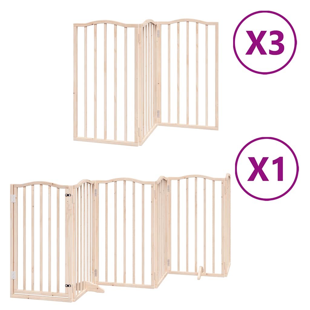 hundelåge med dør 12 paneler 750 cm foldbar poppeltræ