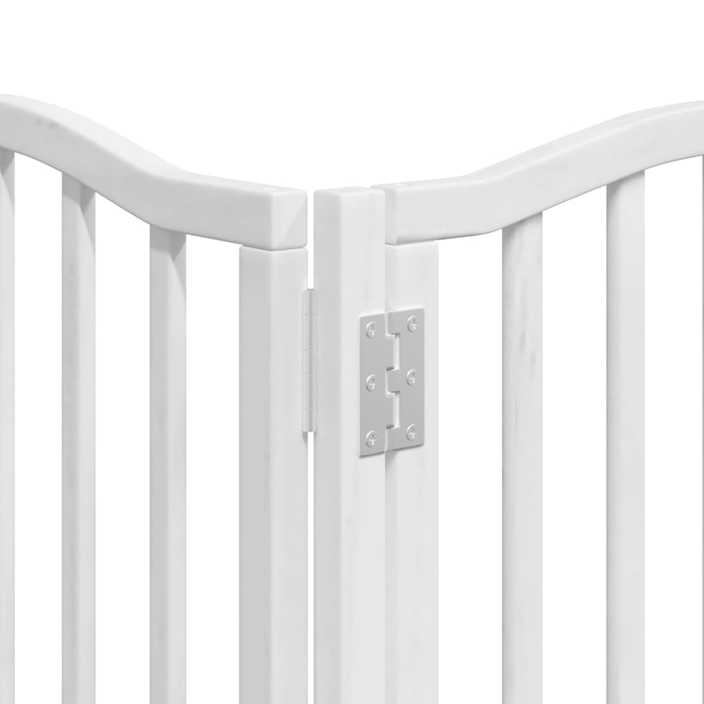 hundelåge med dør 12 paneler 600 cm foldbar poppeltræ hvid