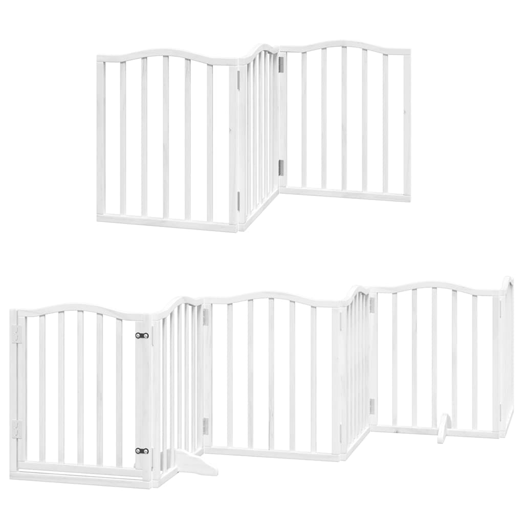 hundelåge med dør 15 paneler 750 cm foldbar poppeltræ hvid