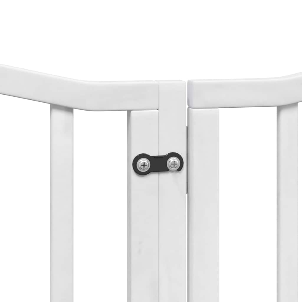 hundelåge med dør 15 paneler 750 cm foldbar poppeltræ hvid