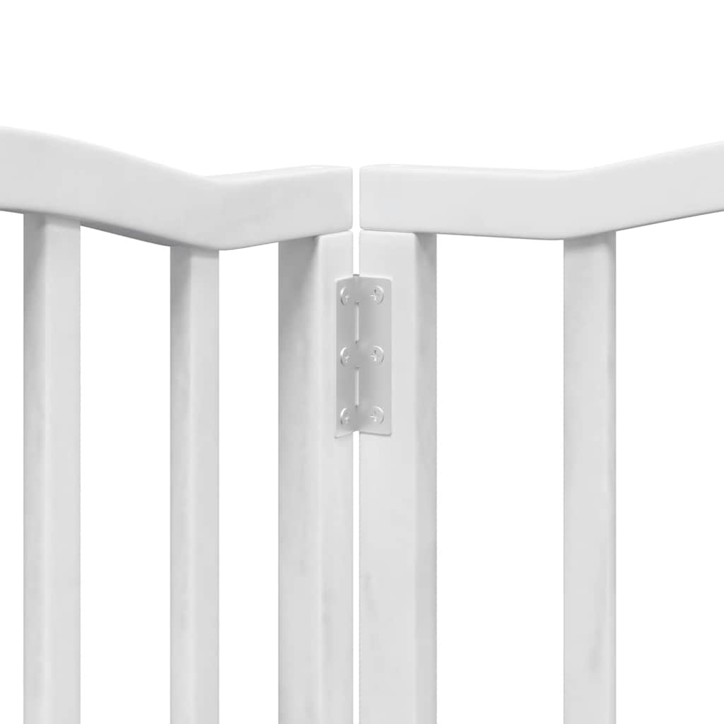 hundelåge med dør 15 paneler 750 cm foldbar poppeltræ hvid