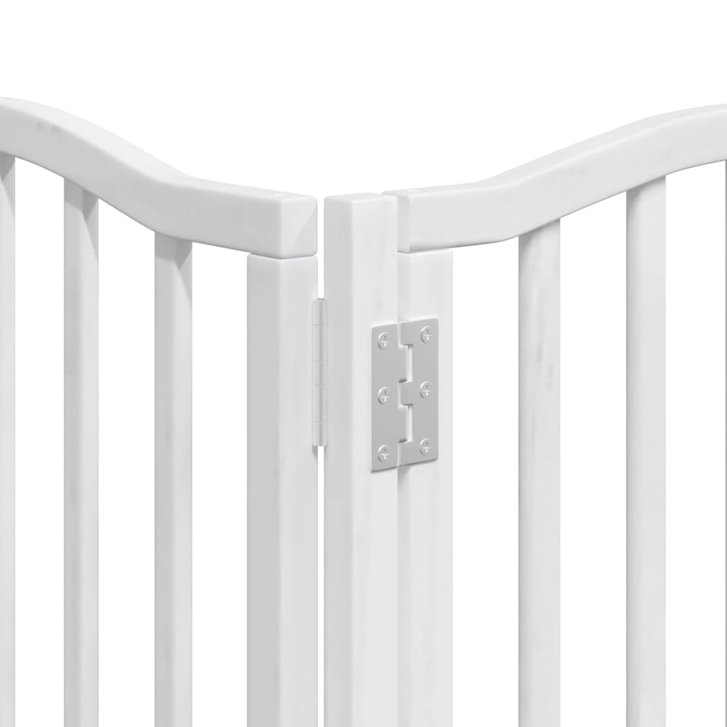 hundelåge med dør 15 paneler 750 cm foldbar poppeltræ hvid