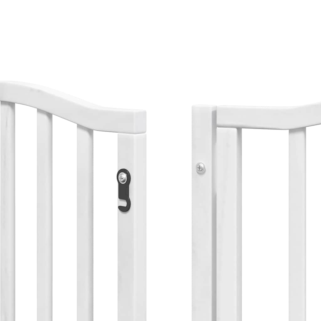 hundelåge med dør 15 paneler 750 cm foldbar poppeltræ hvid