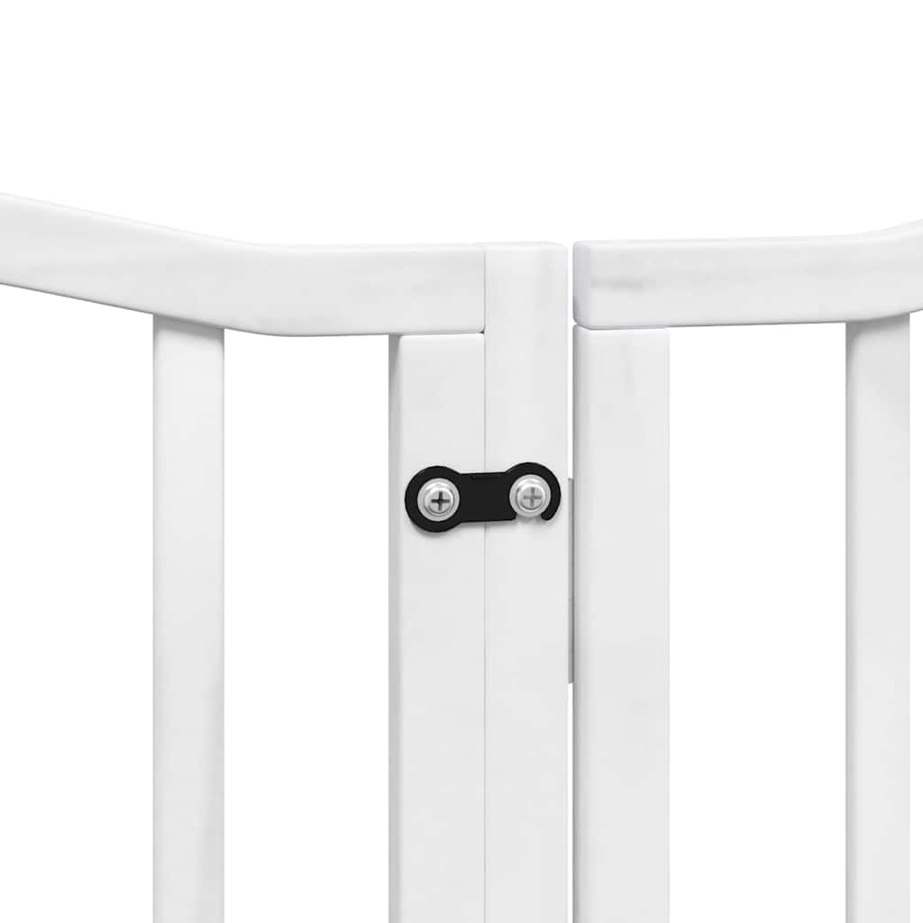 hundelåge med dør 9 paneler 450 cm foldbar poppeltræ hvid