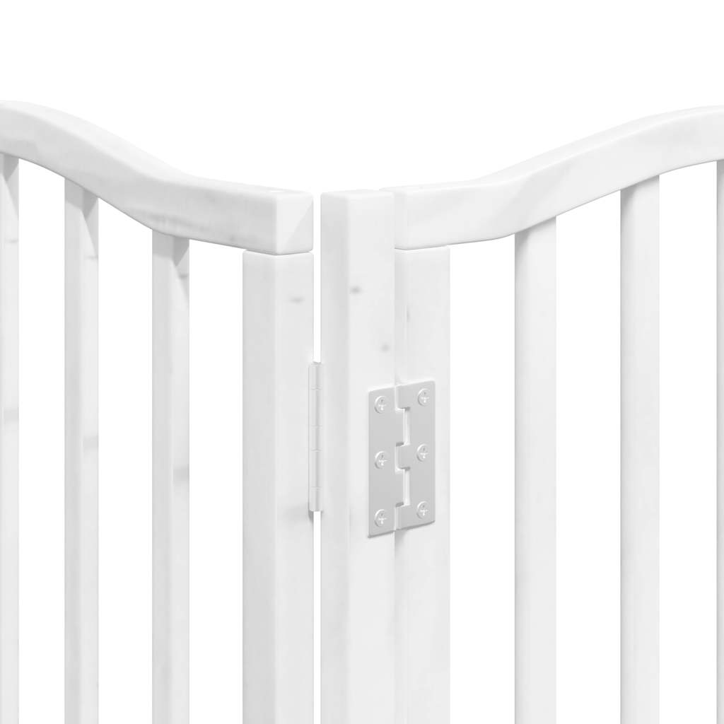 hundelåge med dør 9 paneler 450 cm foldbar poppeltræ hvid
