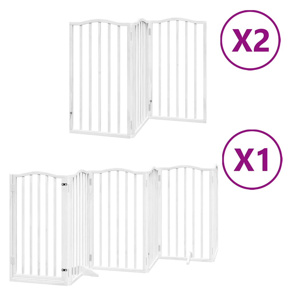 hundelåge med dør 12 paneler 600 cm foldbar poppeltræ hvid
