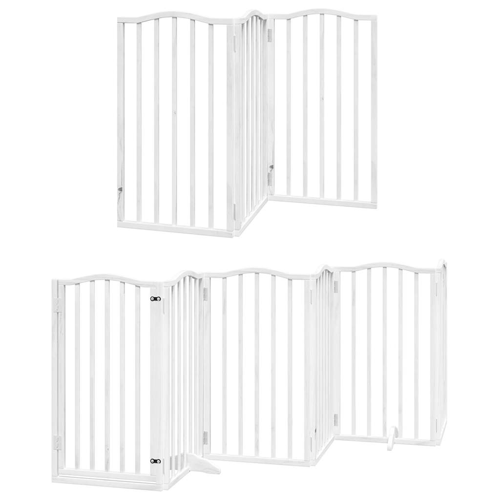 hundelåge med dør 12 paneler 600 cm foldbar poppeltræ hvid