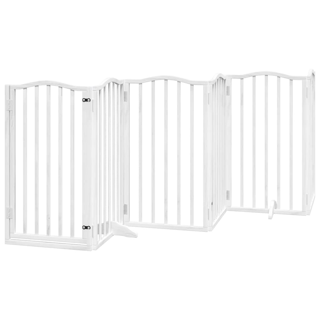 hundelåge med dør 12 paneler 600 cm foldbar poppeltræ hvid