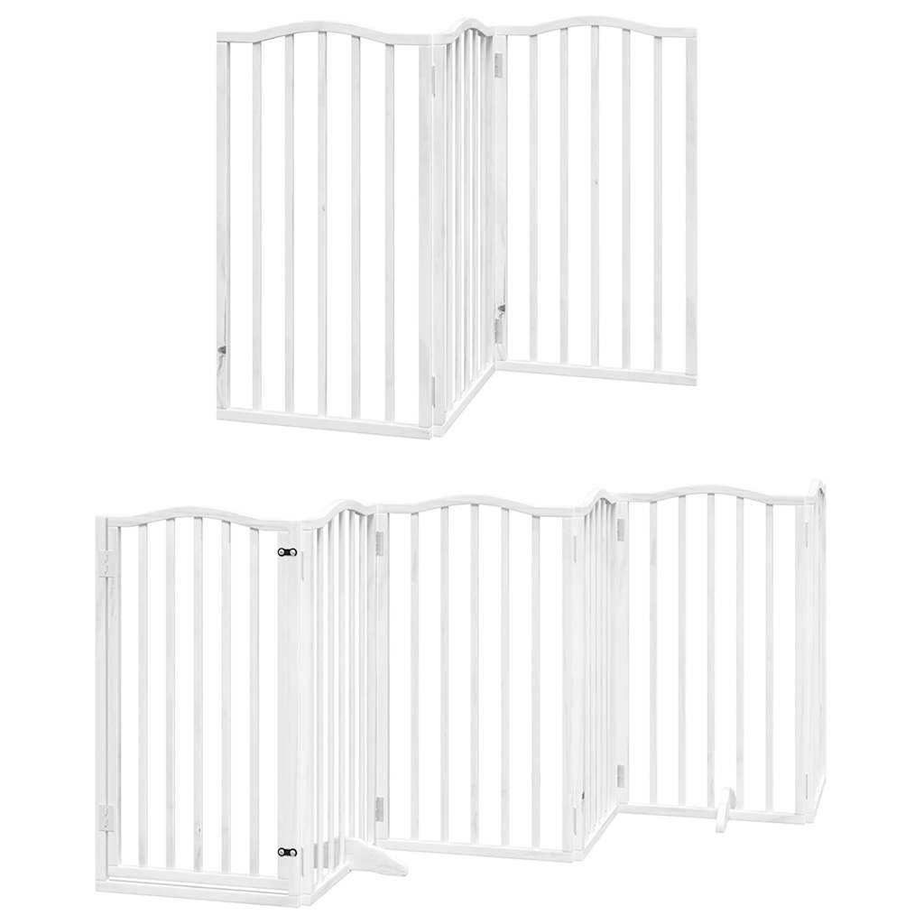 hundelåge med dør 15 paneler 750 cm foldbar poppeltræ hvid