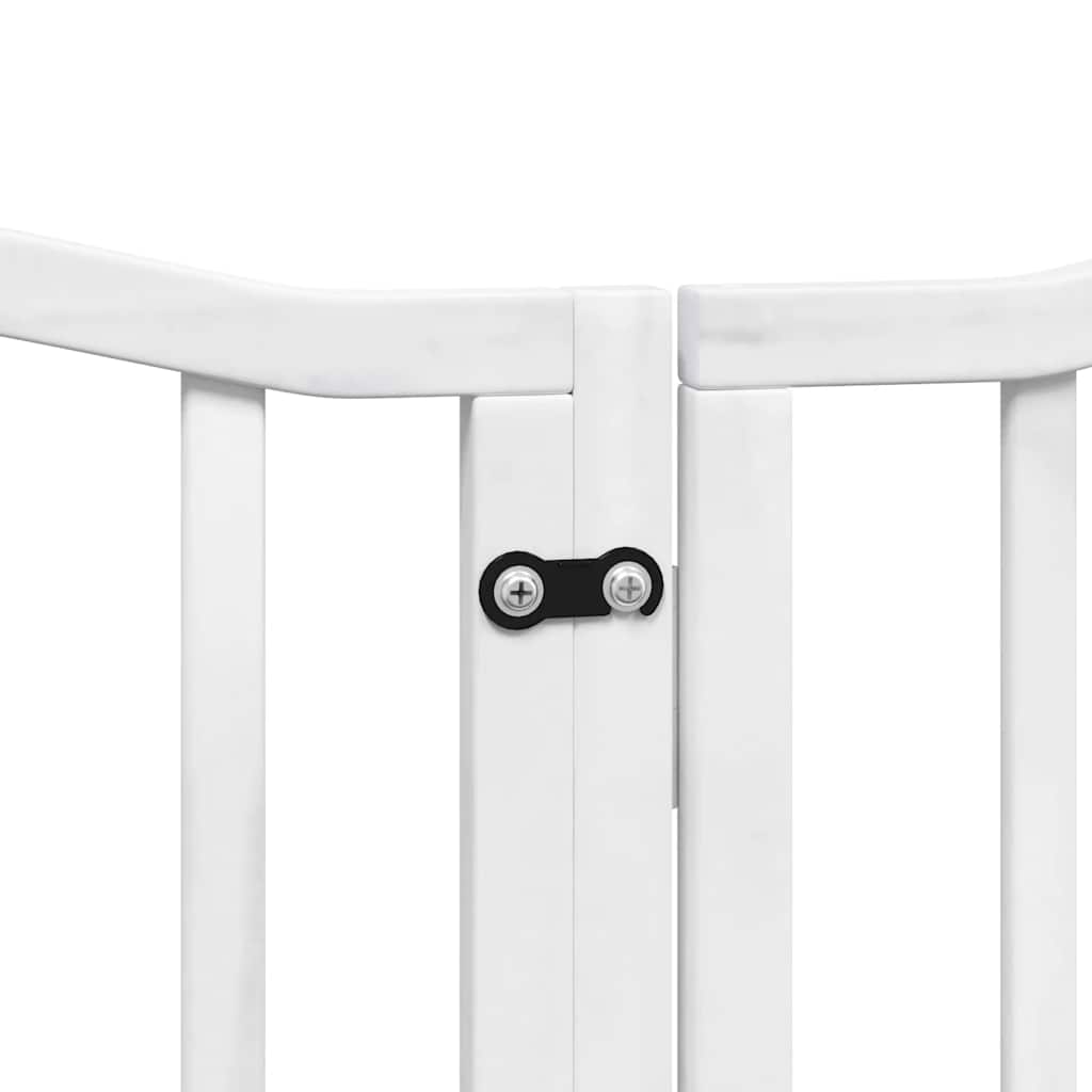hundelåge med dør 15 paneler 750 cm foldbar poppeltræ hvid