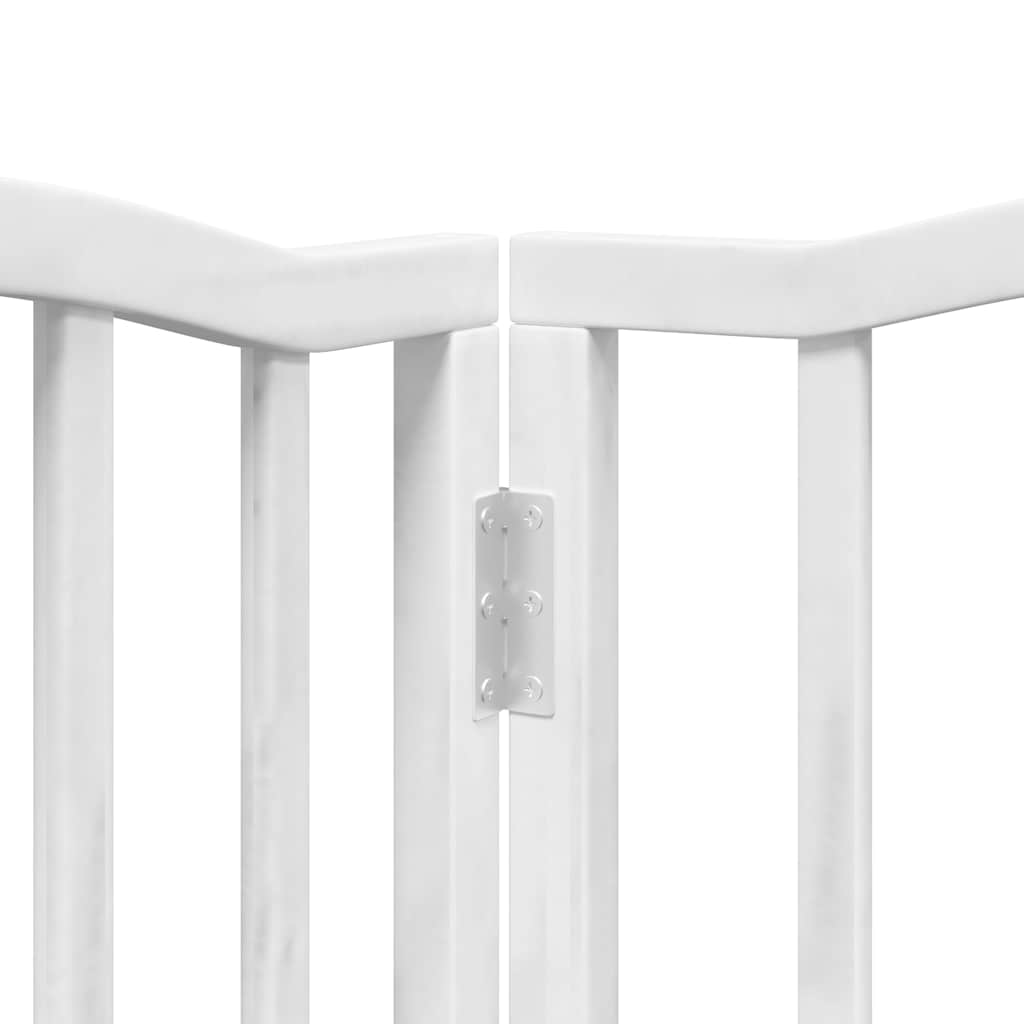 hundelåge med dør 15 paneler 750 cm foldbar poppeltræ hvid