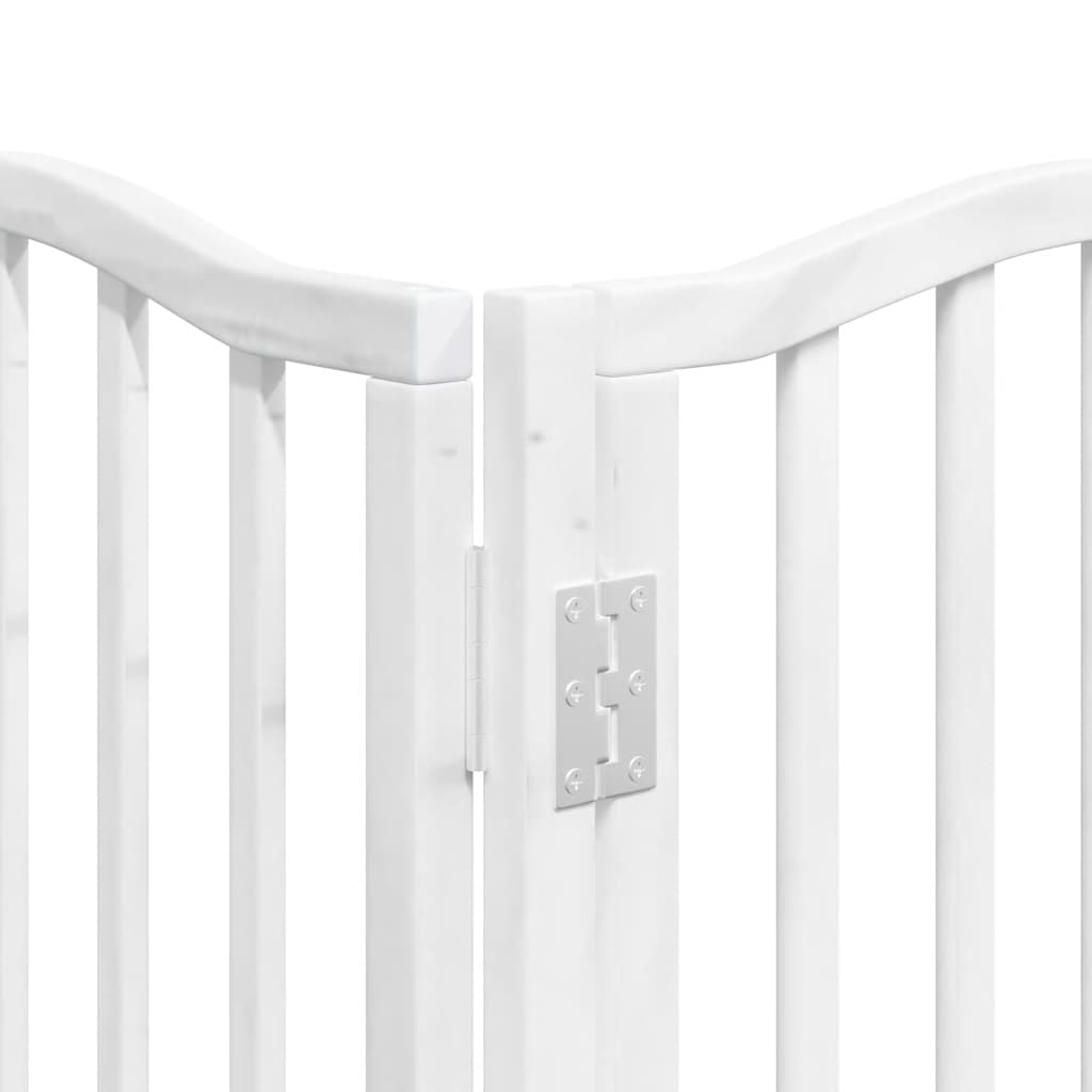 hundelåge med dør 15 paneler 750 cm foldbar poppeltræ hvid