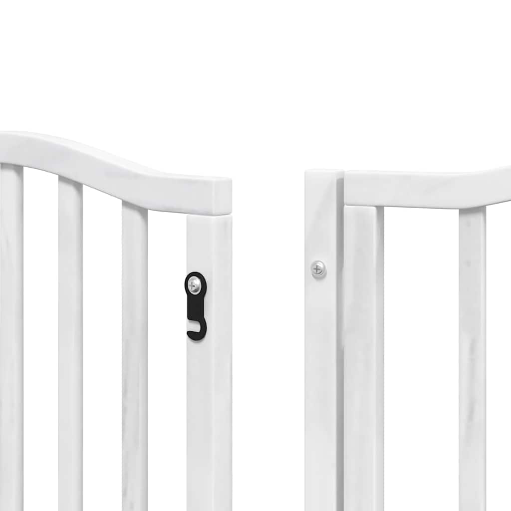 hundelåge med dør 15 paneler 750 cm foldbar poppeltræ hvid