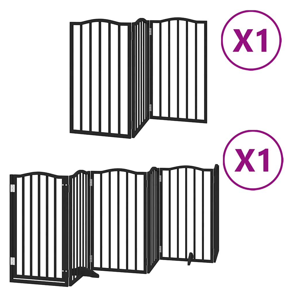 hundelåge med dør 9 paneler 450 cm foldbar poppeltræ sort
