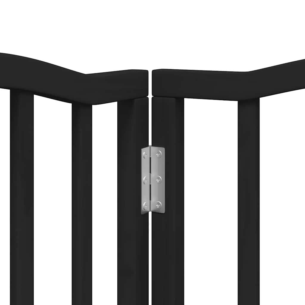 hundelåge med dør 9 paneler 450 cm foldbar poppeltræ sort