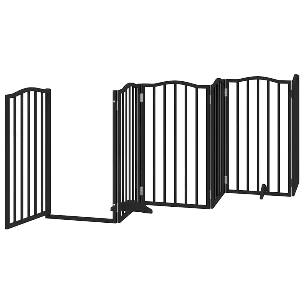 hundelåge med dør 12 paneler 600 cm foldbar poppeltræ sort
