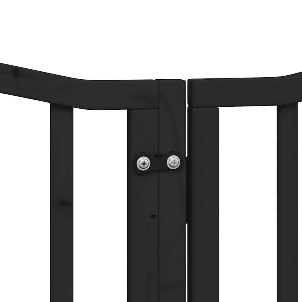 hundelåge med dør 15 paneler 750 cm foldbar poppeltræ sort
