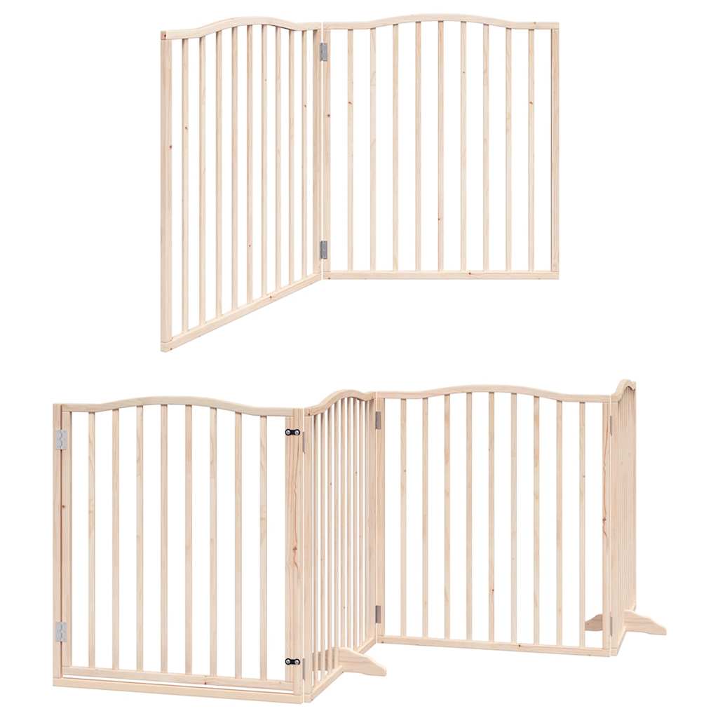 hundelåge med dør 8 paneler 640 cm foldbar poppeltræ