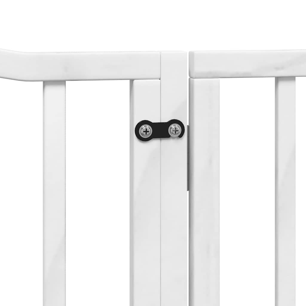 hundelåge med dør 6 paneler 480 cm foldbar poppeltræ hvid