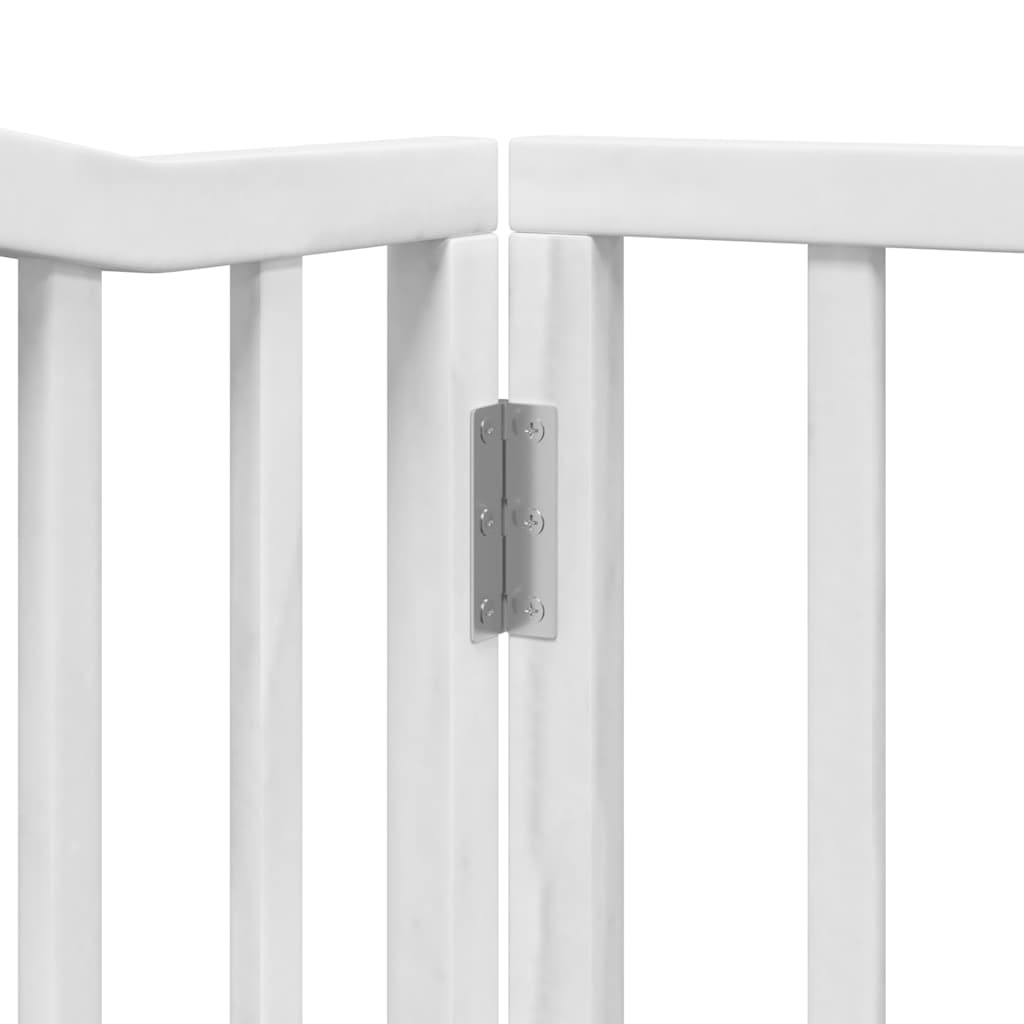hundelåge med dør 6 paneler 480 cm foldbar poppeltræ hvid
