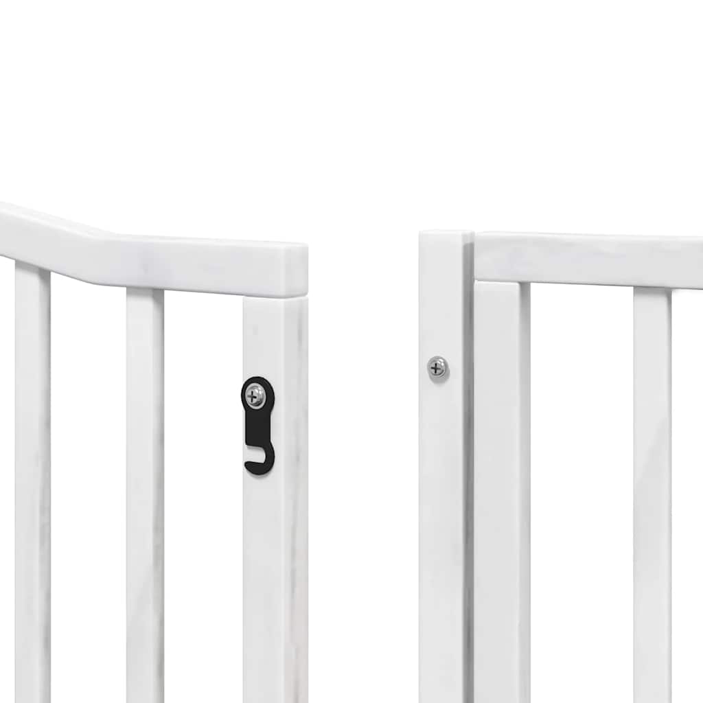 hundelåge med dør 6 paneler 480 cm foldbar poppeltræ hvid