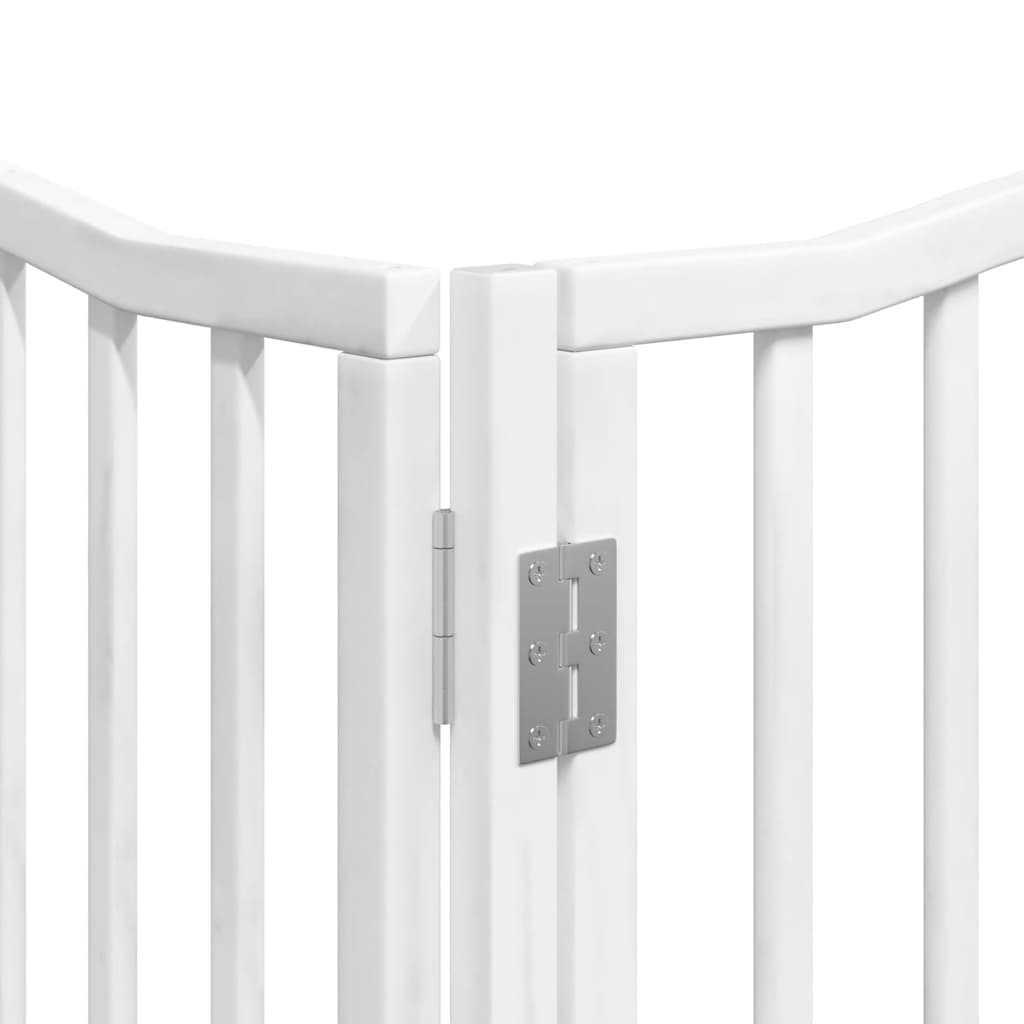 hundelåge med dør 8 paneler 640 cm foldbar poppeltræ hvid