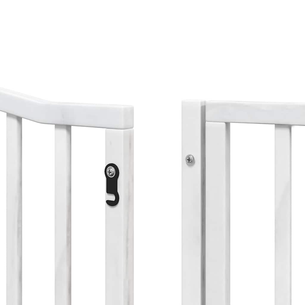 hundelåge med dør 8 paneler 640 cm foldbar poppeltræ hvid