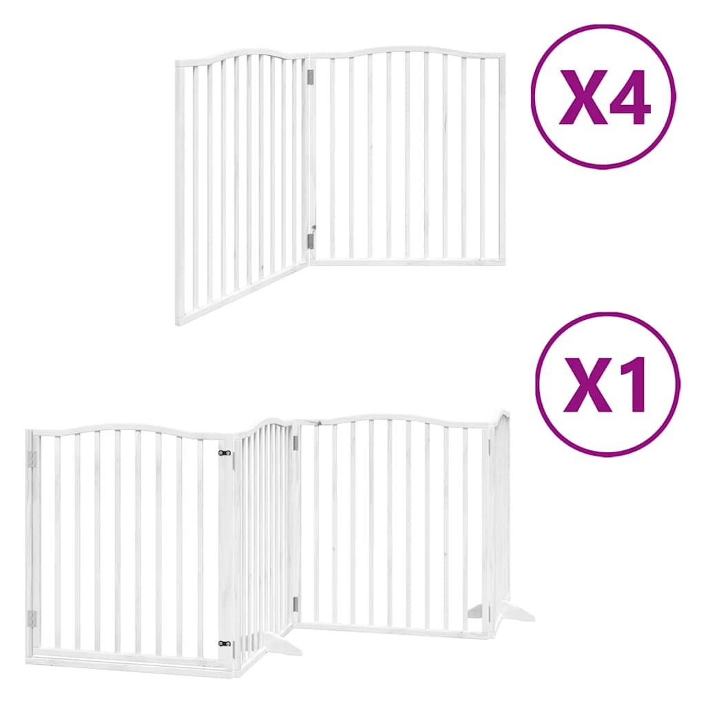 hundelåge med dør 12 paneler 960 cm foldbar poppeltræ hvid