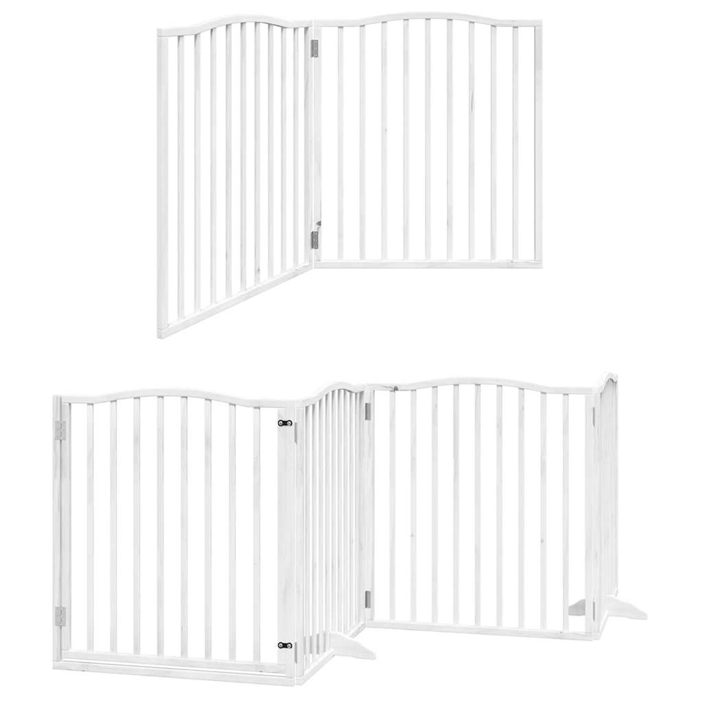 hundelåge med dør 12 paneler 960 cm foldbar poppeltræ hvid