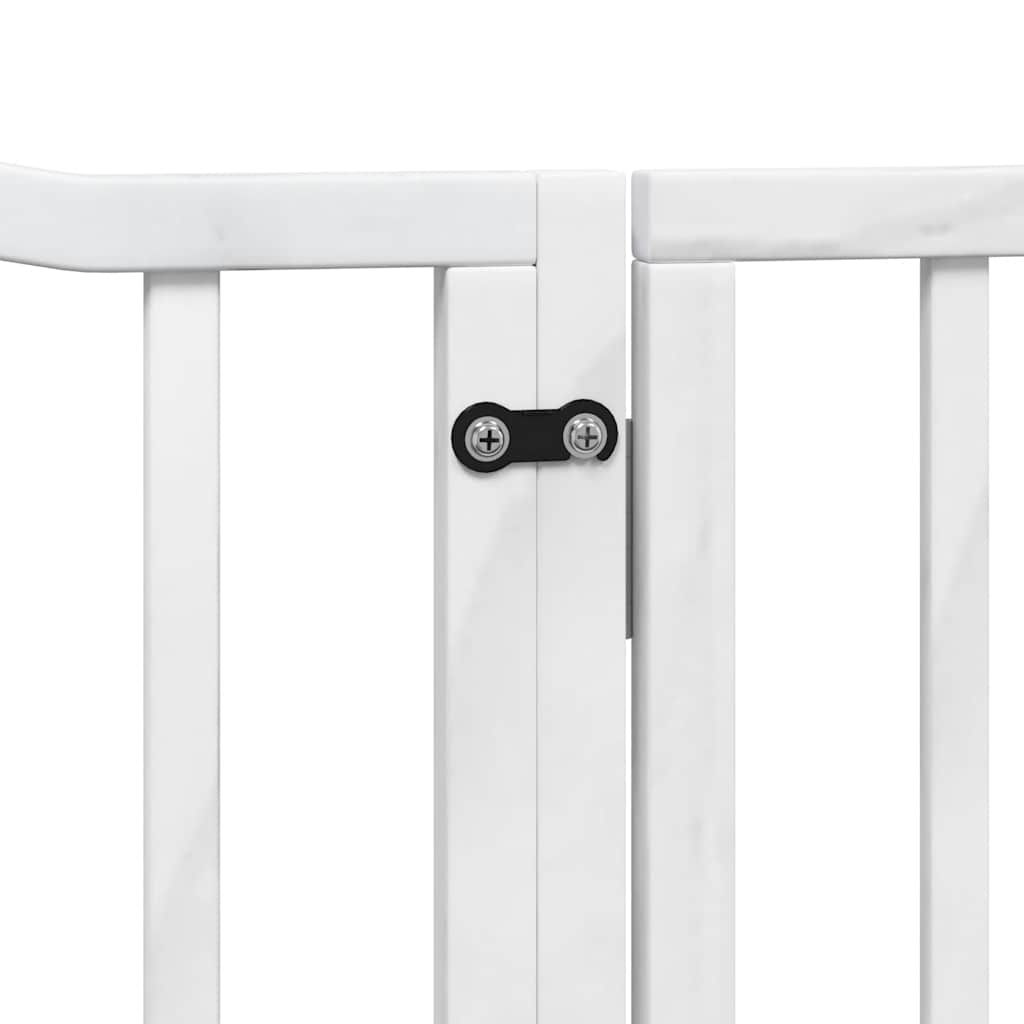 hundelåge med dør 12 paneler 960 cm foldbar poppeltræ hvid